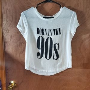 Divided by H&M "Born in the 90's" Cropped Shirt (White & Black)